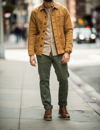 С чем носить коричневые кожаные ботинки мужчине