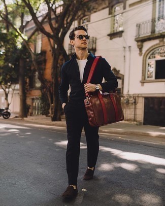 С чем носить коричневый кожаный портфель