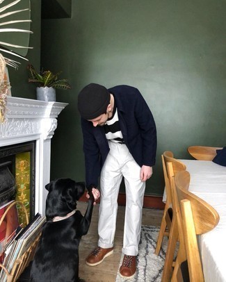 С чем носить коричневые кожаные повседневные ботинки мужчине