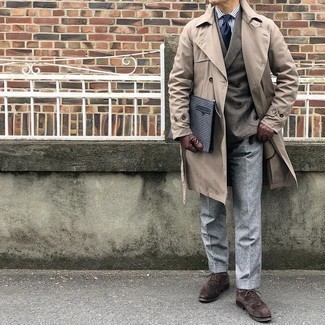 С чем носить коричневые кожаные перчатки мужчине