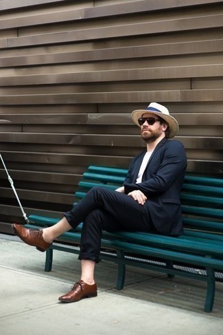 С чем носить коричневые кожаные оксфорды