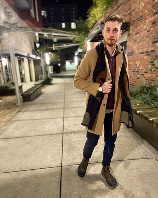 С чем носить коричневый кожаный зимние ботинки мужчине