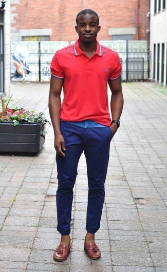 С чем носить коричневые кожаные лоферы с кисточками