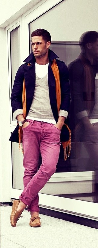 С чем носить коричневые кожаные лоферы с кисточками