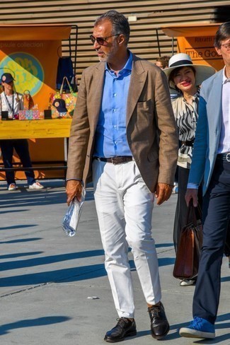 С чем носить коричневый льняной пиджак мужчине