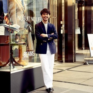 Какие двубортные пиджаки носить с коричневыми лоферами мужчине