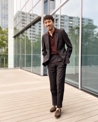 Какие костюмы носить с коричневыми лоферами