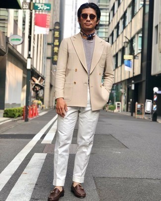 Какие двубортные пиджаки носить с коричневыми монками