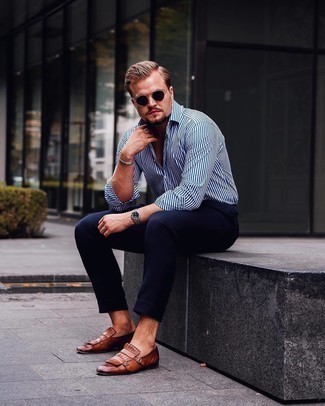 Какие рубашки с длинным рукавом носить с коричневыми монками