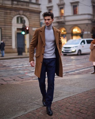 С чем носить коричневое длинное пальто
