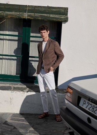 Какие пиджаки носить с коричневыми сандалиями мужчине