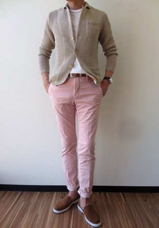 С чем носить коричневые слипоны мужчине