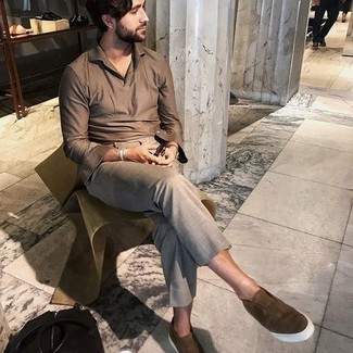 С чем носить коричневые слипоны мужчине