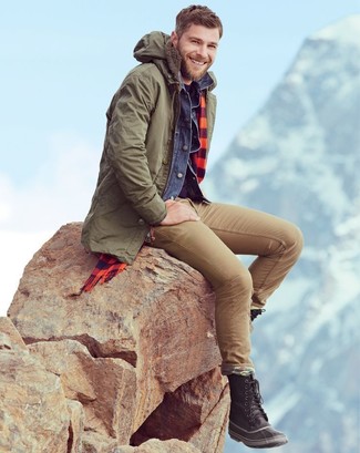 С чем носить коричневый зимние ботинки мужчине