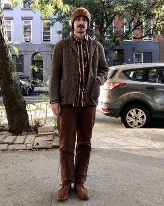 С чем носить коричневые замшевые туфли дерби