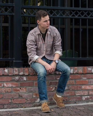 С чем носить коричневые замшевые туфли дерби