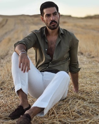 С чем носить коричневые замшевые мокасины мужчине