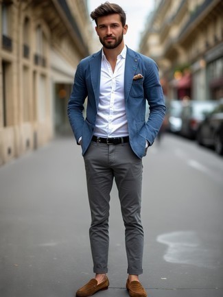 С чем носить коричневые замшевые лоферы мужчине