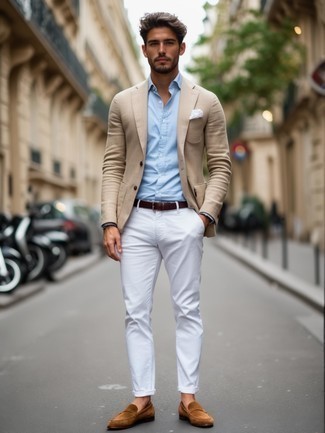 С чем носить коричневые замшевые лоферы мужчине