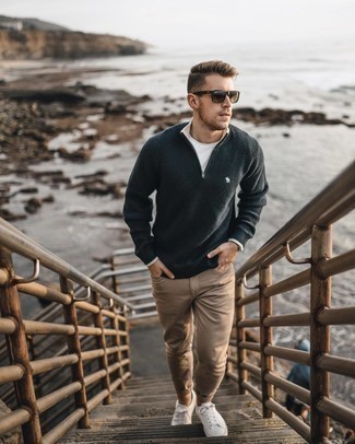 С чем носить коричневые солнцезащитные очки мужчине