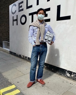 Какие джинсы носить с коричневыми лоферами с кисточками