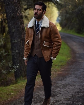 С чем носить коричневое шерстяное пальто мужчине