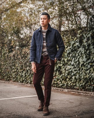 С чем носить коричневый кожаный плетеный ремень мужчине