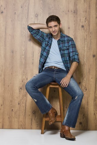 С чем носить коричневый кожаный плетеный ремень мужчине