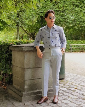 С чем носить коричневые кожаные плетеные лоферы мужчине