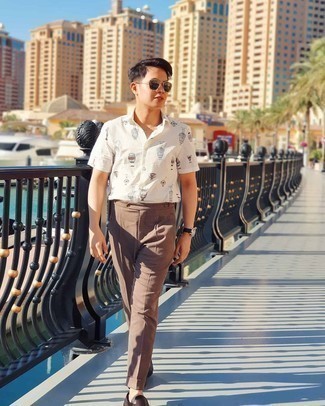 С чем носить коричневые плетеные лоферы мужчине