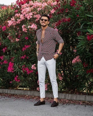 С чем носить коричневые плетеные лоферы мужчине