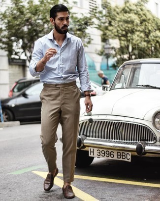 С чем носить коричневые плетеные лоферы мужчине