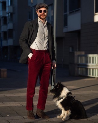 С чем носить темно-красные вельветовые брюки мужчине