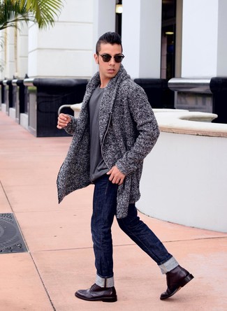 С чем носить темно-красные кожаные ботинки броги