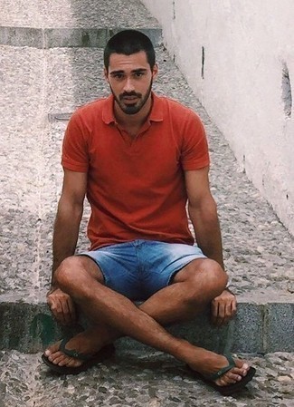 С чем носить темно-красную футболку-поло мужчине