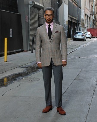 С чем носить темно-красный нагрудный платок с принтом