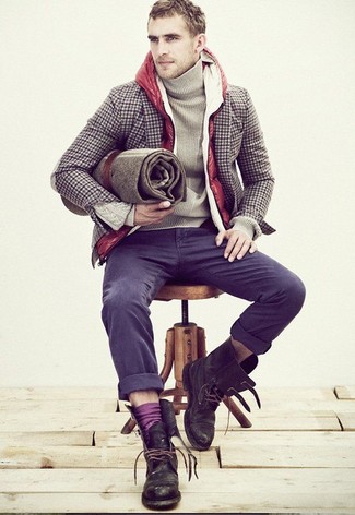 С чем носить темно-красную стеганую куртку мужчине