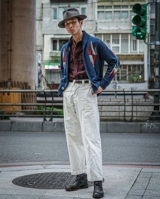 С чем носить темно-красную рубашку с коротким рукавом мужчине