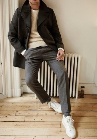 Как носить вязаный свитер с полупальто