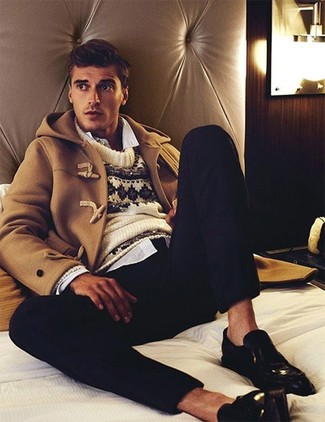 Какие лоферы носить с светло-коричневым дафлкотом мужчине