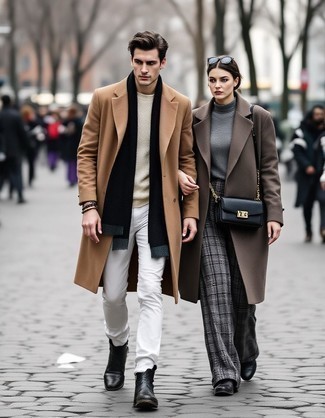 С чем носить светло-коричневое длинное пальто
