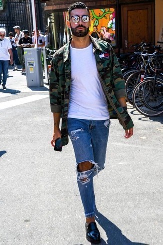 С чем носить рубашку с камуфляжным принтом мужчине