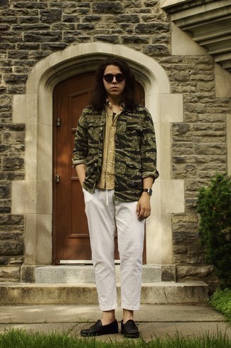 С чем носить рубашку с камуфляжным принтом мужчине