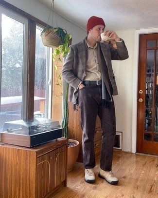 С чем носить рабочие ботинки из плотной ткани мужчине