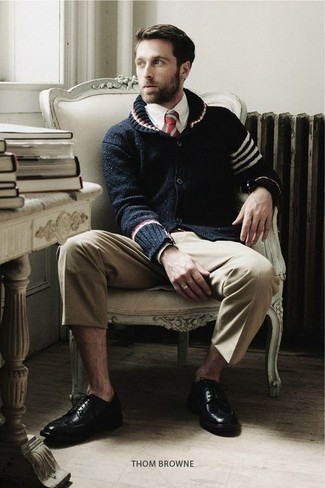 Как носить кардиган с брогами