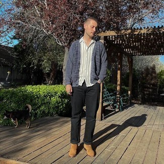 Как носить кардиган с ботинками челси мужчине