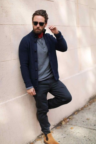 Как носить кардиган с ботинками челси мужчине