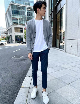 Как носить кардиган с брюками чинос