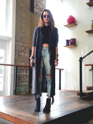 Как носить кардиган с укороченным топом