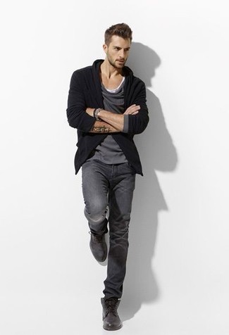 Как носить кардиган с классическими ботинками мужчине